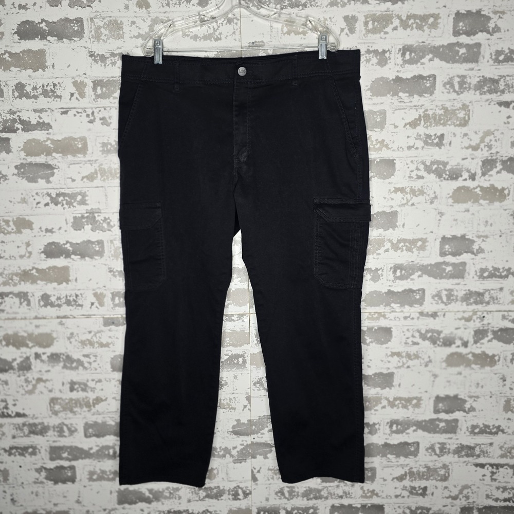 Lee Extreme Motion MVP Cargo Pants Mens 40x29 Black Cotton Stretch Straight Leg